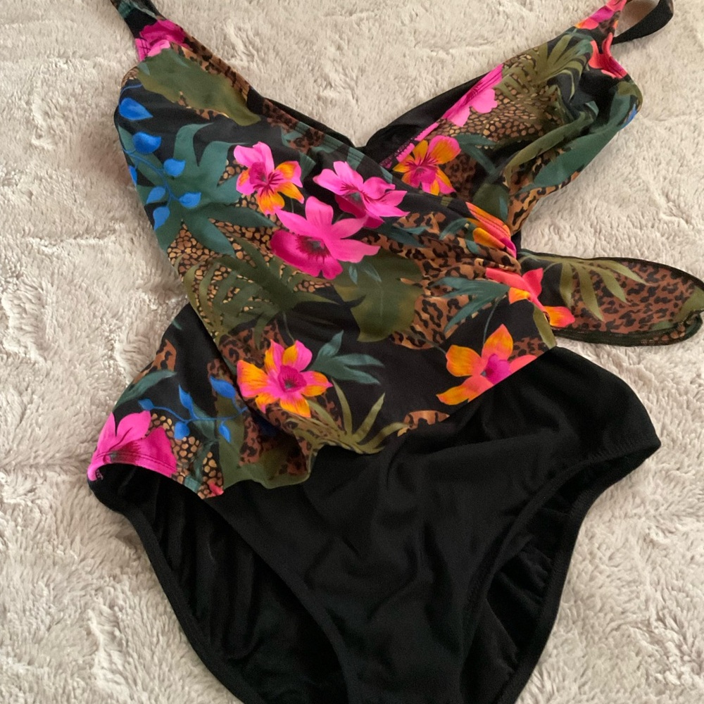 Longitude Floral One Piece Swimsuit - Black, Pink, Blue, Green